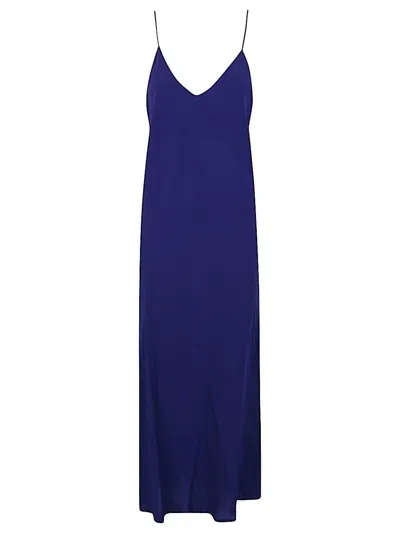 Alberto Biani Georgette Long Slip Dress In Blue