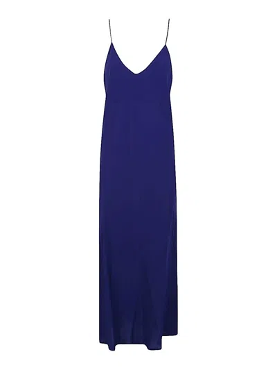 Alberto Biani Georgette Long Slip Dress In Blue
