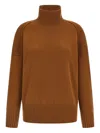 Alberto Biani Knitted Cashmere Sweater With High Neck In Brown