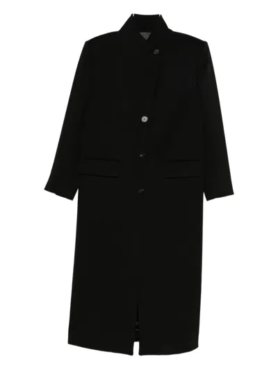 Alberto Biani High-neck Single-breasted Coat In Black