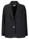 Alberto Biani Single-breasted Two-button Blazer With V-neck Lapels In Blue