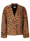 Alberto Biani Leopard-print Button Jacket In Brown