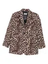 Alberto Biani Leopard-print Button Blazer In Brown