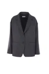 Alberto Biani Single-breasted Wool Blazer In Gray