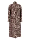 Alberto Biani Long Leopard Print Jacket With Notched Lapel In Multi
