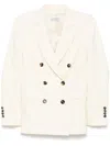 Alberto Biani Wool Double-breasted Jacket In White