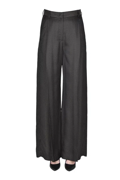Alberto Biani Jacquard Wide Leg Trousers In Gray