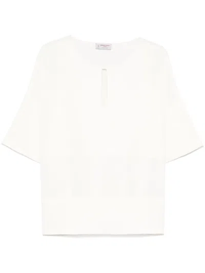 Alberto Biani Keyhole-neck Blouse In Beige