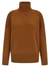 Alberto Biani Knitted Cashmere Sweater With High Neck In Brown