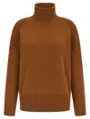 Alberto Biani Knitted Cashmere Sweater With High Neck In Brown