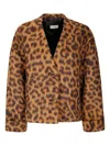 Alberto Biani Leopard-print Button Jacket In Brown