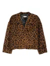 Alberto Biani Leopard-print Button Jacket In Brown
