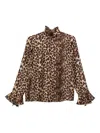 Alberto Biani Leopard Print High-neck Shirt In Animal Print