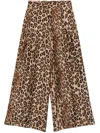 Alberto Biani Leopard Silk Pants In Brown