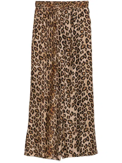 Alberto Biani Leopard Print Wide-leg Trousers With Relaxed Fit In Animal Print