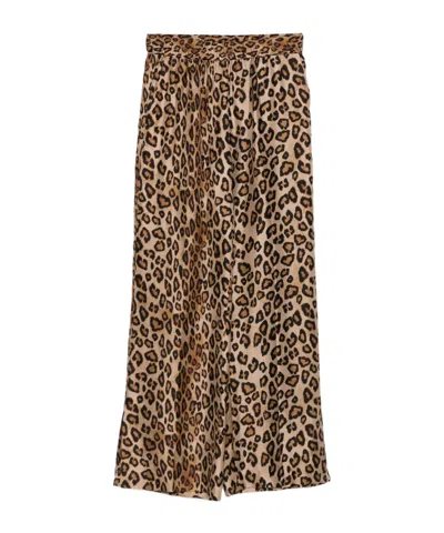 Alberto Biani Leopard Silk Pants In Nude