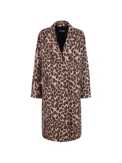 Alberto Biani Leopard-print Double-breasted Coat In Multi