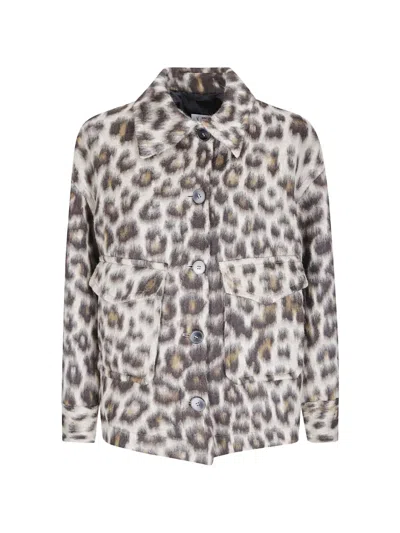 Alberto Biani Leopard-print Front-flap Jacket In Animal Print