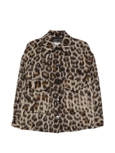 Alberto Biani Leopard-print Wool Jacket In Brown