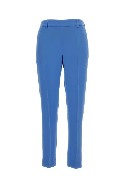 Alberto Biani Light Blue Elasticated Waistband Straight-leg Trousers