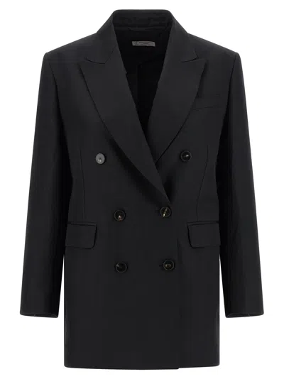 Alberto Biani Linen Viscose Blazer In Black
