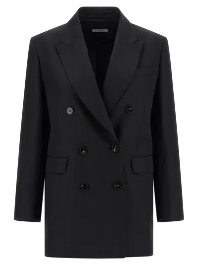 Alberto Biani Linen Viscose Blazer In Black