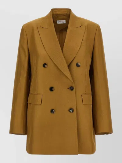 Alberto Biani Linen Viscose Blazer Jacket Back Vent In Brown