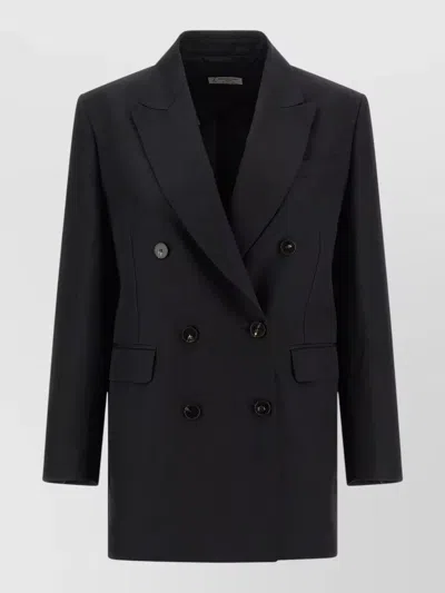 Alberto Biani Linen Viscose Blazer Jacket Button Cuffs Lapels In Black