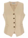 Alberto Biani Linen Viscose Vest In Beige