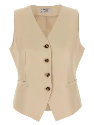 Alberto Biani Linen Viscose Vest In Beige