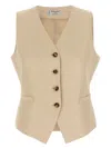 Alberto Biani Linen Viscose Vest In Beige
