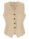 Alberto Biani Linen Viscose Vest In Beige