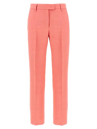 Alberto Biani Linen-blend Chinos In Coral