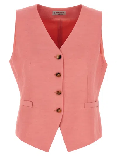 Alberto Biani Linen-viscose Blend Vest In Pink