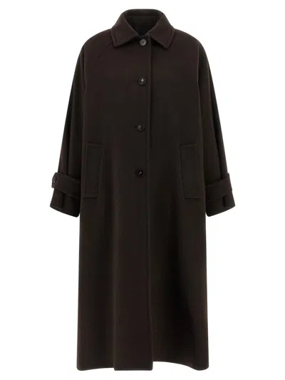 Alberto Biani Long Coat In Brown