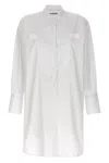 Alberto Biani White Long Plastron Tuxedo Shirt