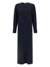 Alberto Biani Long Cady Tunic Dress With Teardrop Cut-out In Blue