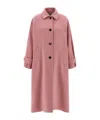 Alberto Biani Wool Coat With Notched Collar And Raglan Sleeves In Pink