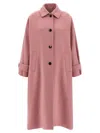Alberto Biani Wool Coat With Notched Collar And Raglan Sleeves In Pink