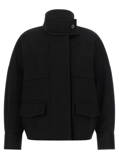 Alberto Biani Loro Piana Wool Bomber Jacket In Black