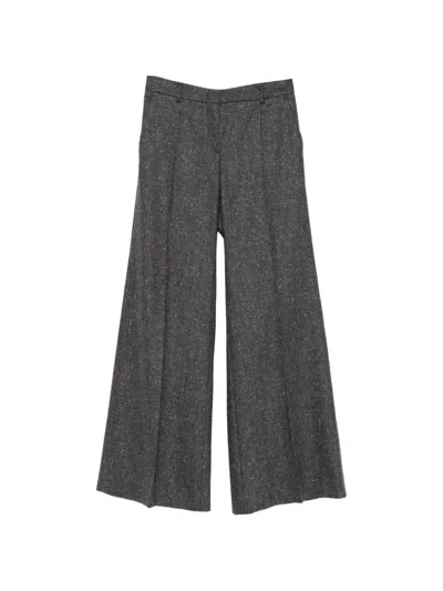 Alberto Biani Mélange Virgin Wool Trousers In Gray