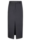 Alberto Biani Black Midi Skirt With Front Slit In Blue