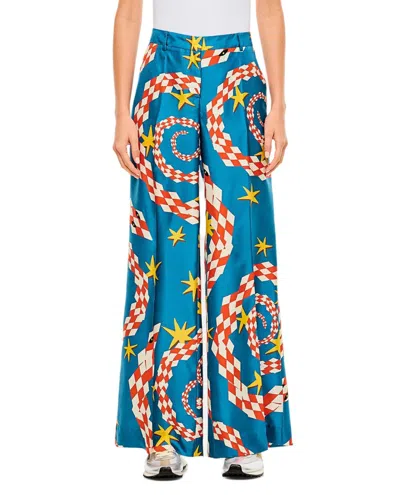 ALBERTO BIANI MULTICOLOR SPIRAL AND STAR PATTERN WIDE PANTS