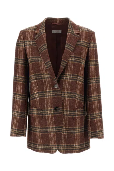 Alberto Biani Multicolor Tailored Wool Check Blazer