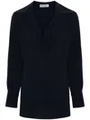 Alberto Biani Navy Blue Georgette Blouse In Black