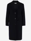 Alberto Biani Single-breasted Wool Long Coat In Navy Blue