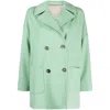 Alberto Biani Double-breasted Virgin Wool Coat In Green
