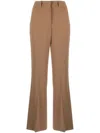 Alberto Biani Crepe High-waist Flared Trousers In Brown