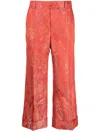 Alberto Biani Cropped Jacquard-pattern Trousers In Red
