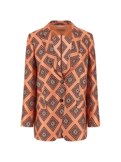 Alberto Biani Patterned Blazer In Orange